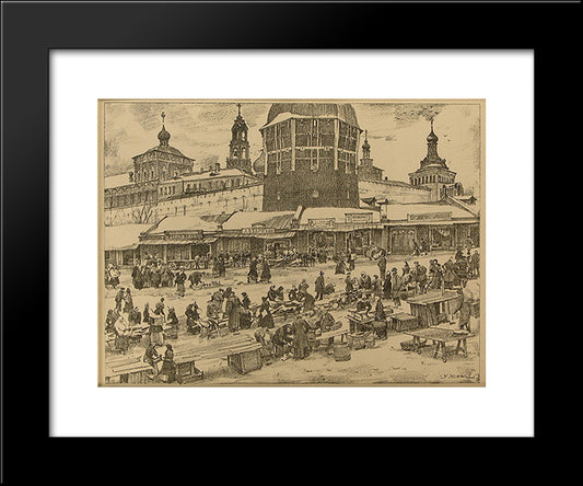 Sergiyev Posad. Under The Red Tower 20x24 Black Modern Wood Framed Art Print Poster by Yuon, Konstantin