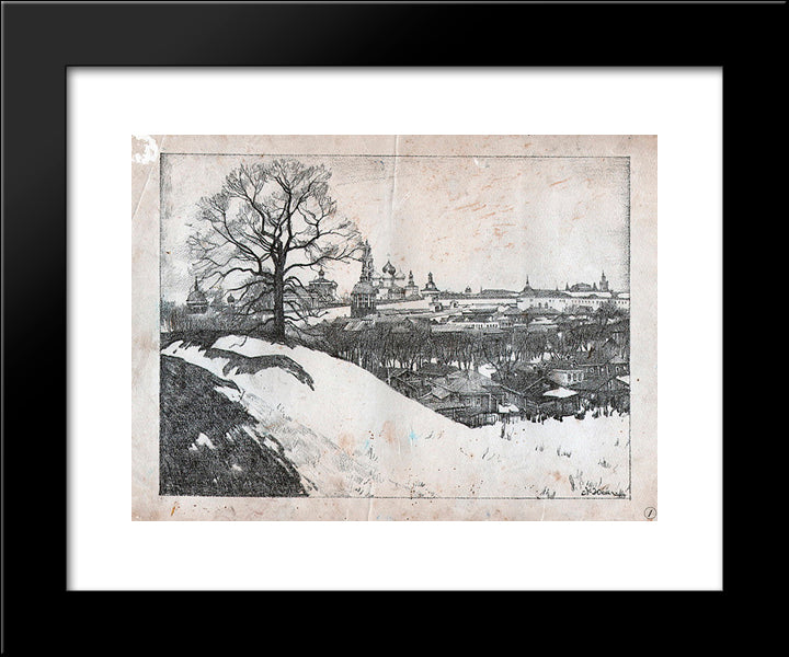 Sergiyev Posad. View Of The Monastery With Oak 20x24 Black Modern Wood Framed Art Print Poster by Yuon, Konstantin
