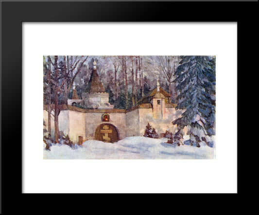 Set Design For Glinka'S Opera. The Monastery In The Forest 20x24 Black Modern Wood Framed Art Print Poster by Yuon, Konstantin