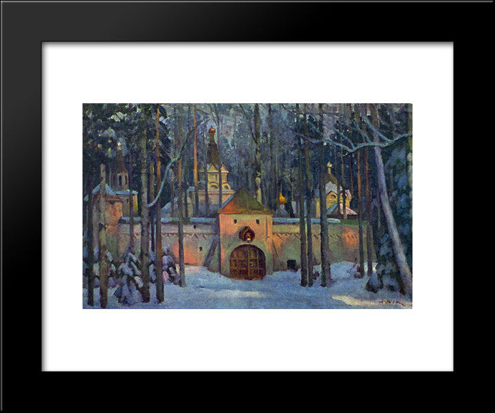 Set Design For Glinka'S Opera Ivan Susanin. Monastery In The Forest 20x24 Black Modern Wood Framed Art Print Poster by Yuon, Konstantin