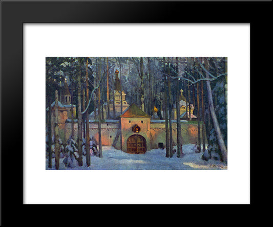 Set Design For Glinka'S Opera Ivan Susanin. Monastery In The Forest 20x24 Black Modern Wood Framed Art Print Poster by Yuon, Konstantin