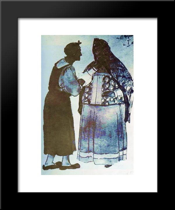 Sketch For Glinka'S Opera Ivan Susanin. Old Woman In The House Susanin 20x24 Black Modern Wood Framed Art Print Poster by Yuon, Konstantin