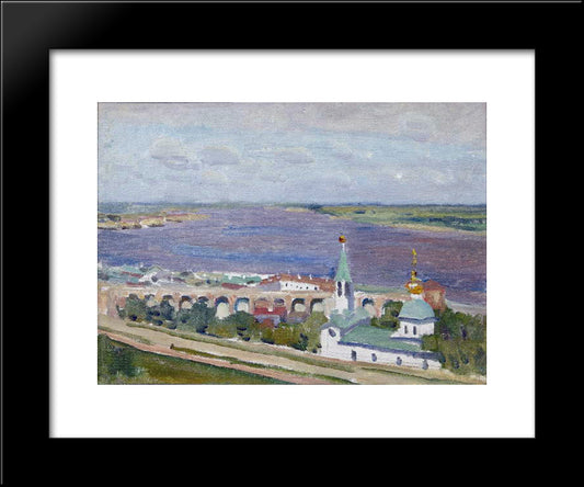 Sketch For The Painting Gorky And Shalyapin In Nizhny Novgorod 20x24 Black Modern Wood Framed Art Print Poster by Yuon, Konstantin