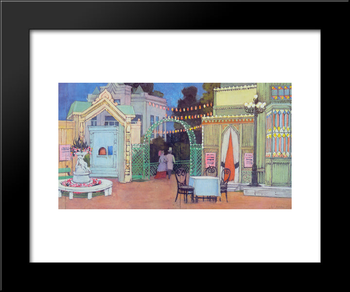 Sketch For The Play By Ostrovsky 'Mad Money'. In The Petrovsky Park 20x24 Black Modern Wood Framed Art Print Poster by Yuon, Konstantin