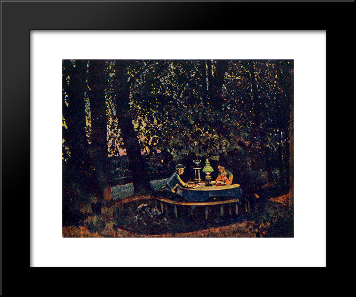 The August Evening. Ligachevo 20x24 Black Modern Wood Framed Art Print Poster by Yuon, Konstantin