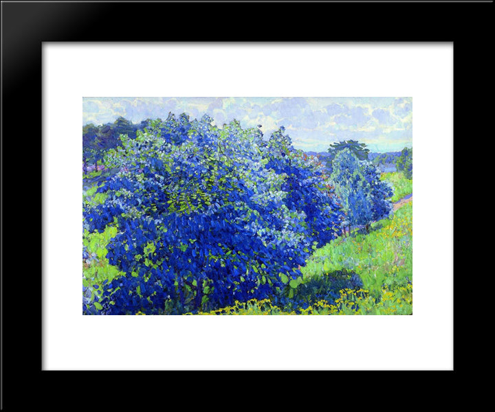 The Blue Bush 20x24 Black Modern Wood Framed Art Print Poster by Yuon, Konstantin