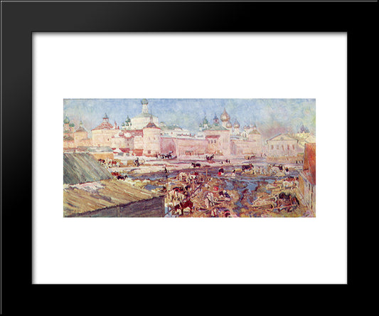 The Blue Day. Rostov The Great 20x24 Black Modern Wood Framed Art Print Poster by Yuon, Konstantin