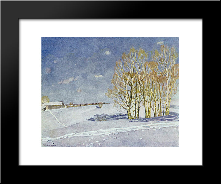 The Blue Winter Day 20x24 Black Modern Wood Framed Art Print Poster by Yuon, Konstantin