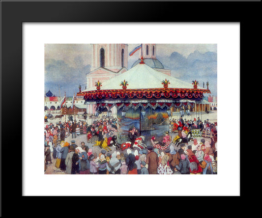 The Carousel 20x24 Black Modern Wood Framed Art Print Poster by Yuon, Konstantin