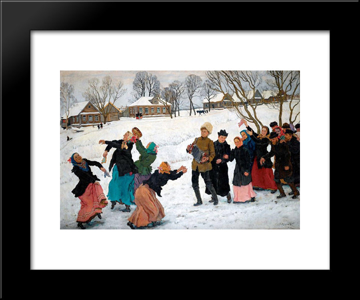 The Dance Of The Matchmakers. Ligachevo 20x24 Black Modern Wood Framed Art Print Poster by Yuon, Konstantin
