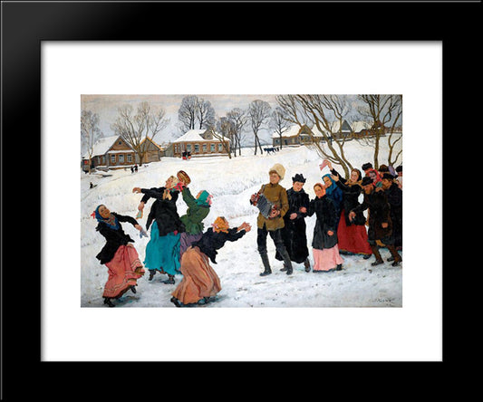 The Dance Of The Matchmakers. Ligachevo 20x24 Black Modern Wood Framed Art Print Poster by Yuon, Konstantin