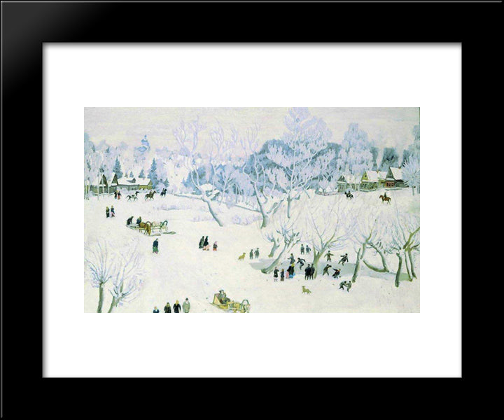 The Magic Winter. Ligachevo 20x24 Black Modern Wood Framed Art Print Poster by Yuon, Konstantin