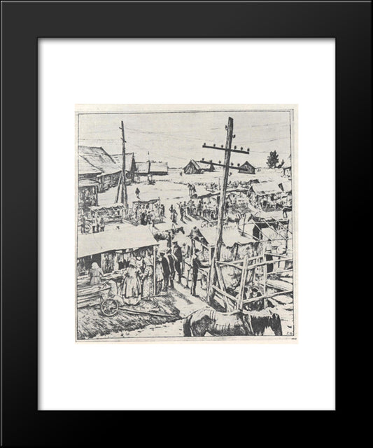 The Market'S Square 20x24 Black Modern Wood Framed Art Print Poster by Yuon, Konstantin