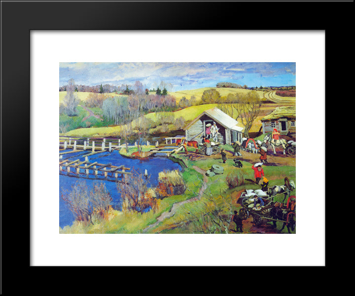 The Mill. October. Ligachevo 20x24 Black Modern Wood Framed Art Print Poster by Yuon, Konstantin