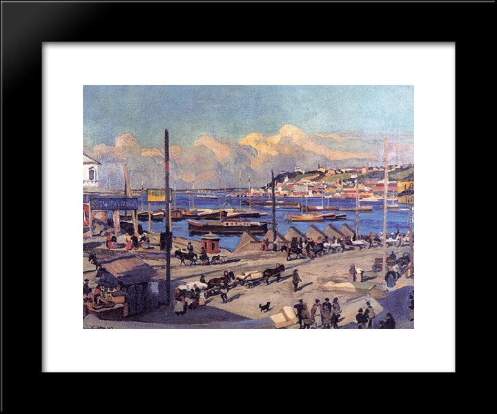 The Pierce On Volga. Nizhny Novgorod 20x24 Black Modern Wood Framed Art Print Poster by Yuon, Konstantin