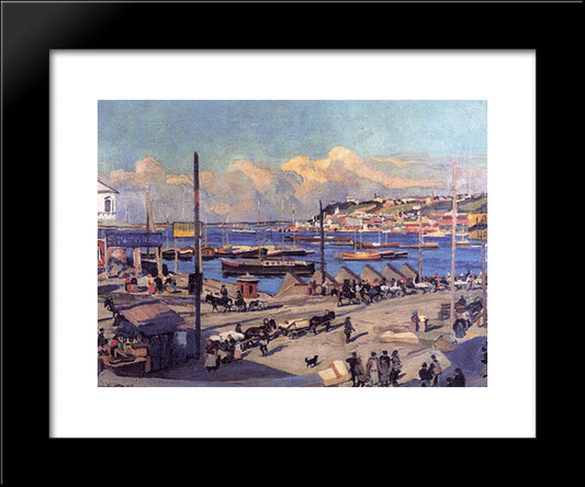 The Pierce On Volga. Nizhny Novgorod 20x24 Black Modern Wood Framed Art Print Poster by Yuon, Konstantin