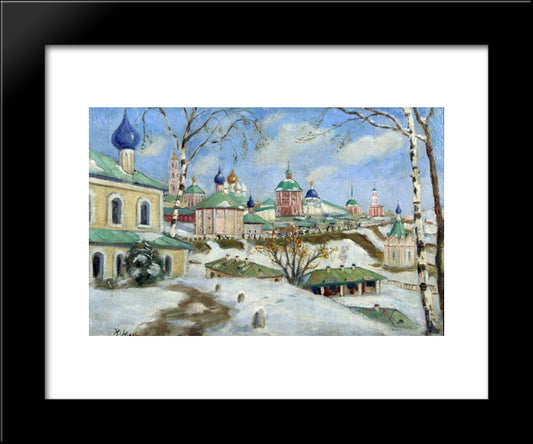 The Procession On The Slopes 20x24 Black Modern Wood Framed Art Print Poster by Yuon, Konstantin