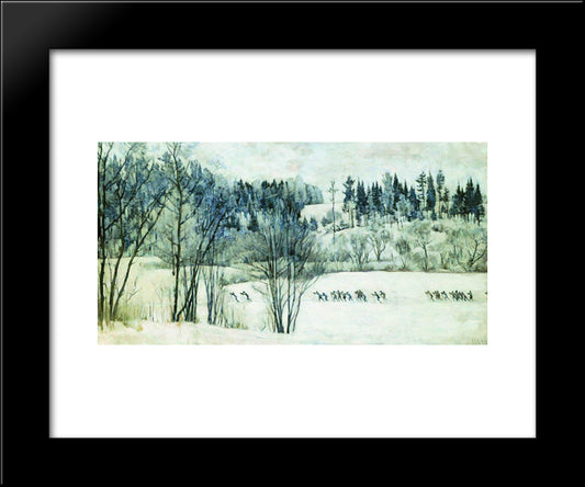 The Ski Excursion 20x24 Black Modern Wood Framed Art Print Poster by Yuon, Konstantin