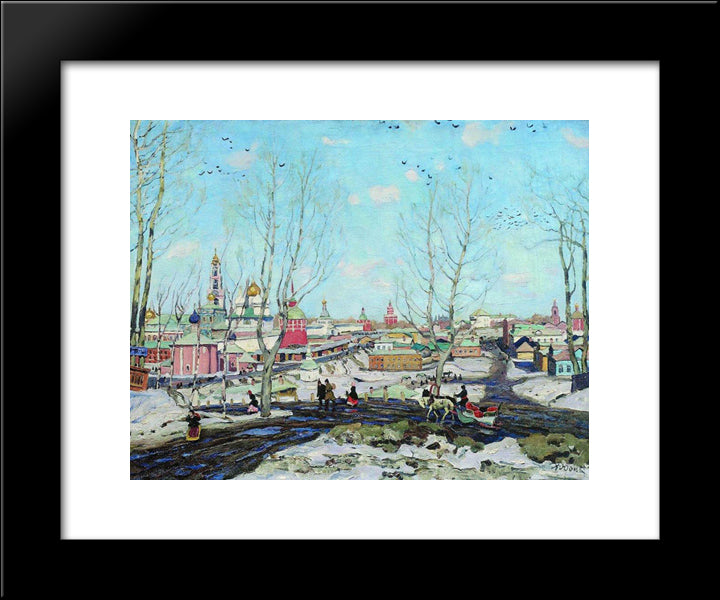 The Troitse - Sergiyev Monastery In Spring 20x24 Black Modern Wood Framed Art Print Poster by Yuon, Konstantin