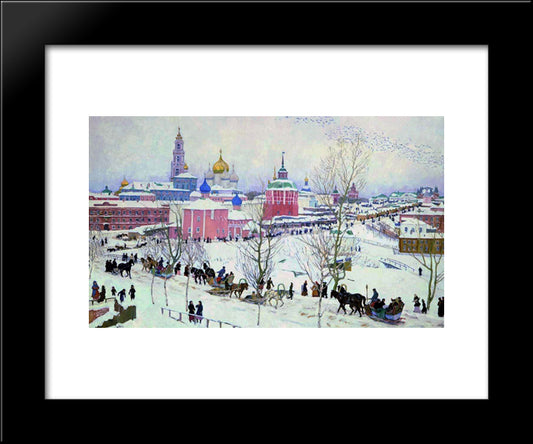 The Troitse - Sergiyev Monastery In Winter 20x24 Black Modern Wood Framed Art Print Poster by Yuon, Konstantin