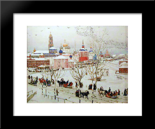 The View Of Monastery Fron The Vokzalnaya Street 20x24 Black Modern Wood Framed Art Print Poster by Yuon, Konstantin