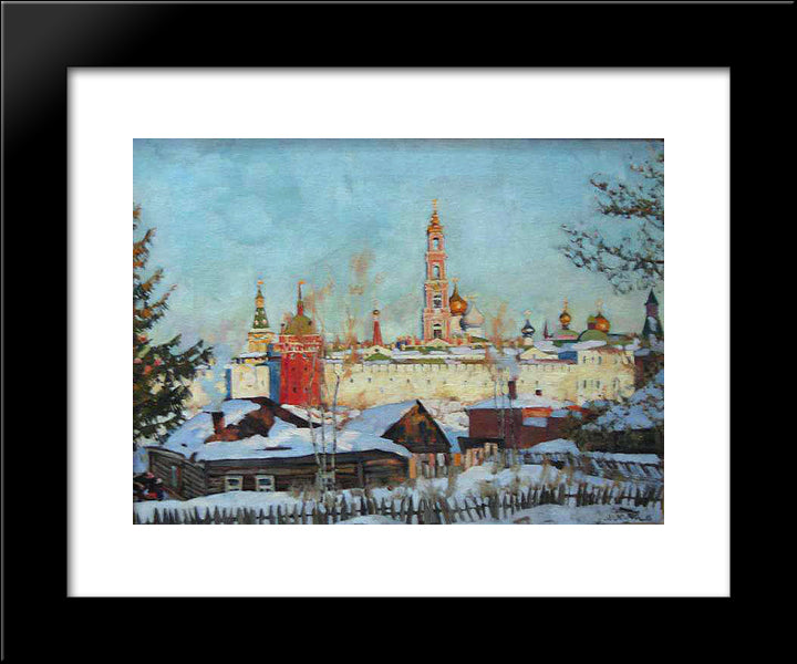 The View Of Troitse - Sergiyev Monastery From West 20x24 Black Modern Wood Framed Art Print Poster by Yuon, Konstantin