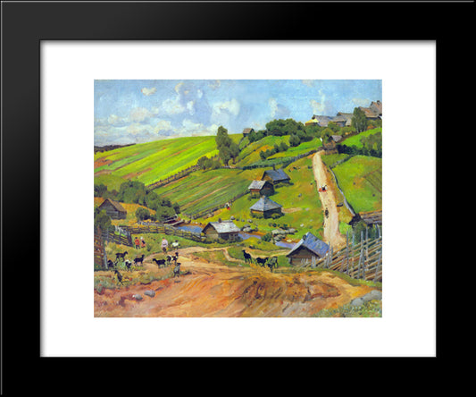 The Village Of Novgorod Governorate 20x24 Black Modern Wood Framed Art Print Poster by Yuon, Konstantin