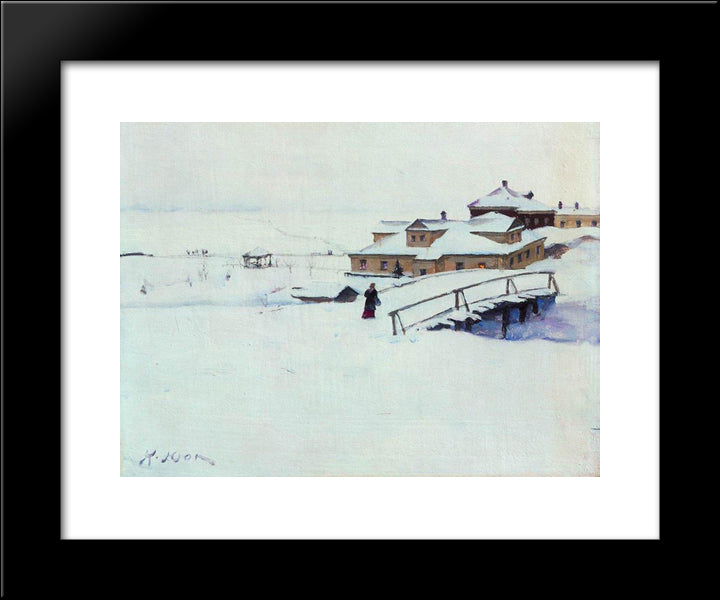 The Winter Landscape 20x24 Black Modern Wood Framed Art Print Poster by Yuon, Konstantin