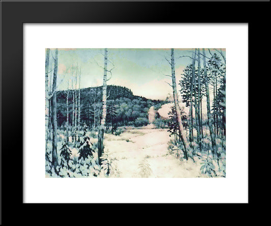 The Winter Sunrise 20x24 Black Modern Wood Framed Art Print Poster by Yuon, Konstantin