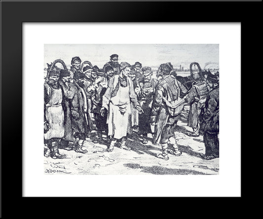 Tramps 20x24 Black Modern Wood Framed Art Print Poster by Yuon, Konstantin