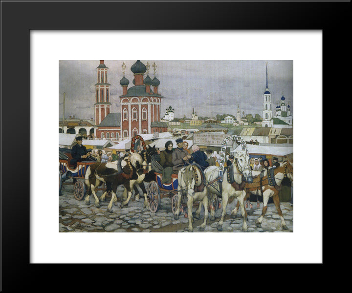 Triple In Uglich 20x24 Black Modern Wood Framed Art Print Poster by Yuon, Konstantin