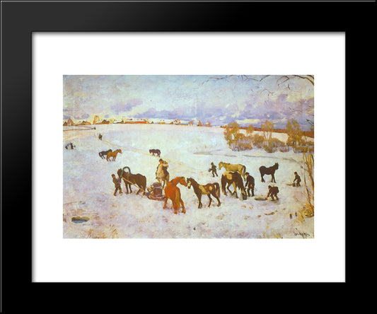 Watering. Ligachevo 20x24 Black Modern Wood Framed Art Print Poster by Yuon, Konstantin