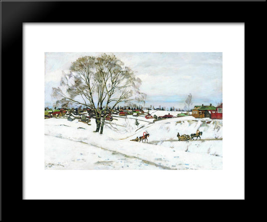 Winter. Black Birches. Sergiyev Posad 20x24 Black Modern Wood Framed Art Print Poster by Yuon, Konstantin