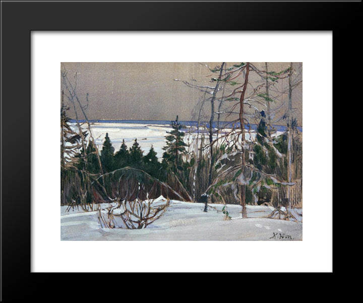 Winter Forest 20x24 Black Modern Wood Framed Art Print Poster by Yuon, Konstantin