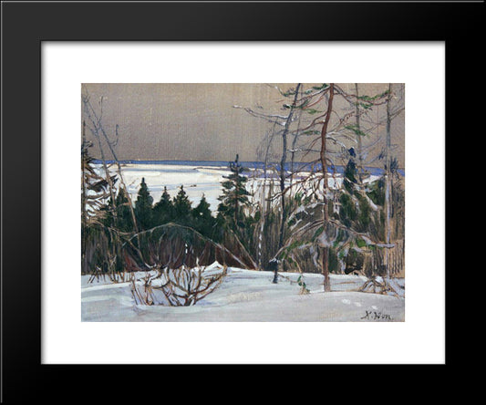 Winter Forest 20x24 Black Modern Wood Framed Art Print Poster by Yuon, Konstantin