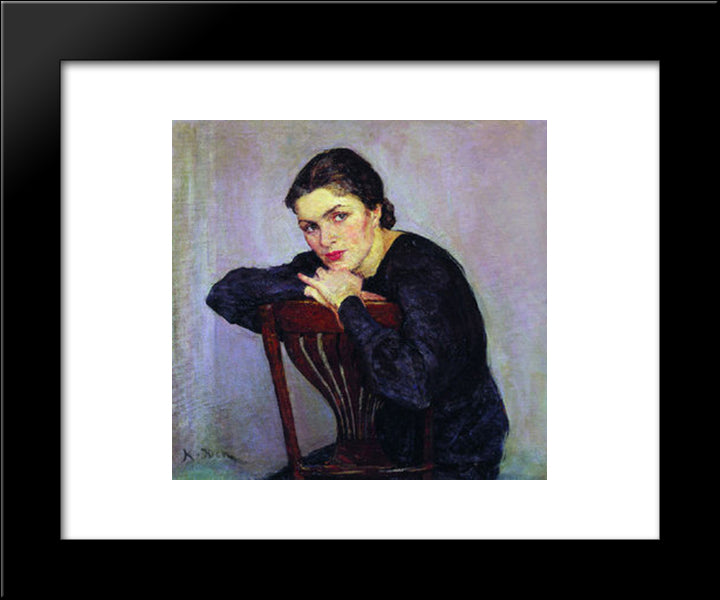 Women'S Portrait 20x24 Black Modern Wood Framed Art Print Poster by Yuon, Konstantin