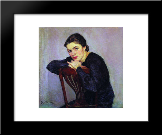 Women'S Portrait 20x24 Black Modern Wood Framed Art Print Poster by Yuon, Konstantin