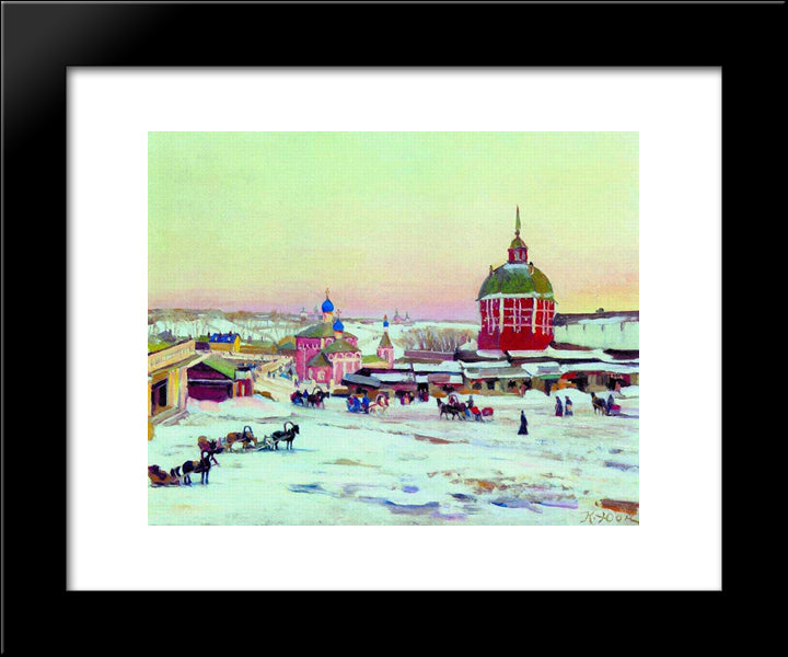 Zagorsk. Market Square 20x24 Black Modern Wood Framed Art Print Poster by Yuon, Konstantin