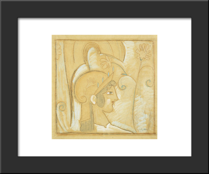 Head Of Athena 20x24 Black Modern Wood Framed Art Print Poster by Parthenis, Konstantinos
