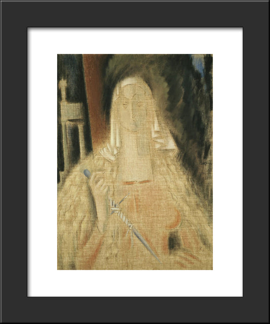 La Temperanza, Woman Holding A Knife 20x24 Black Modern Wood Framed Art Print Poster by Parthenis, Konstantinos