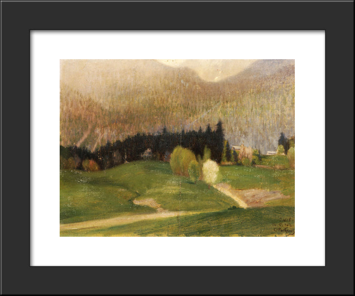 Landscape With Fir Trees 20x24 Black Modern Wood Framed Art Print Poster by Parthenis, Konstantinos