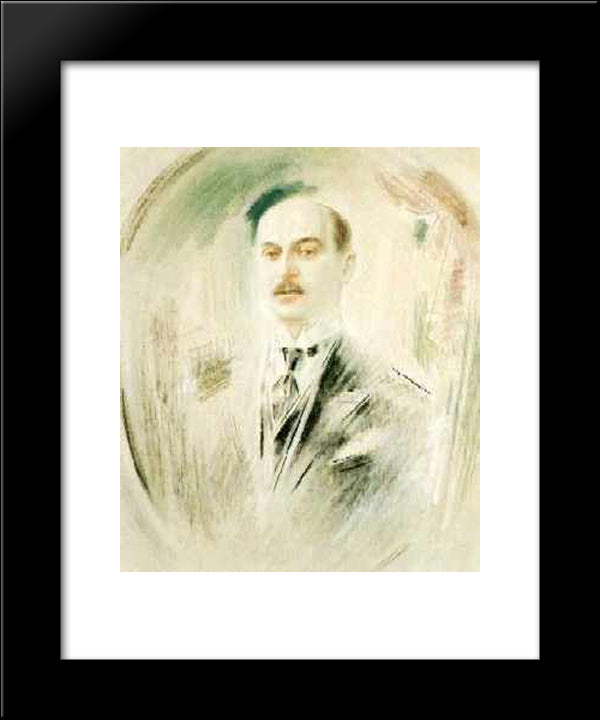 Portrait Of Averoff 20x24 Black Modern Wood Framed Art Print Poster by Parthenis, Konstantinos