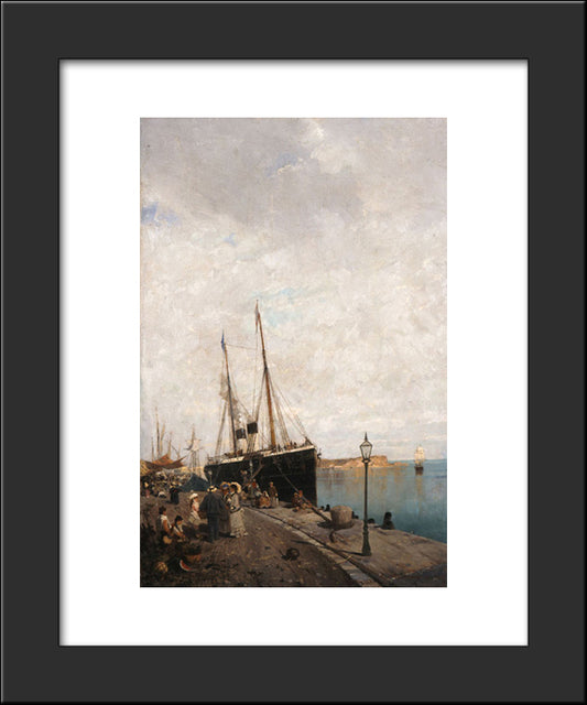 At The Jetty 20x24 Black Modern Wood Framed Art Print Poster by Volanakis, Konstantinos