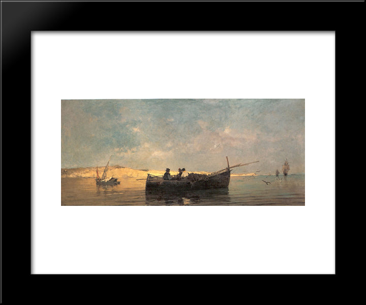 Fishing Boat At Dusk 20x24 Black Modern Wood Framed Art Print Poster by Volanakis, Konstantinos