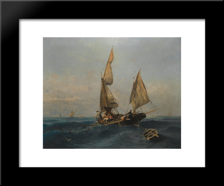 Fishing Boat In Choppy Waters 20x24 Black Modern Wood Framed Art Print Poster by Volanakis, Konstantinos