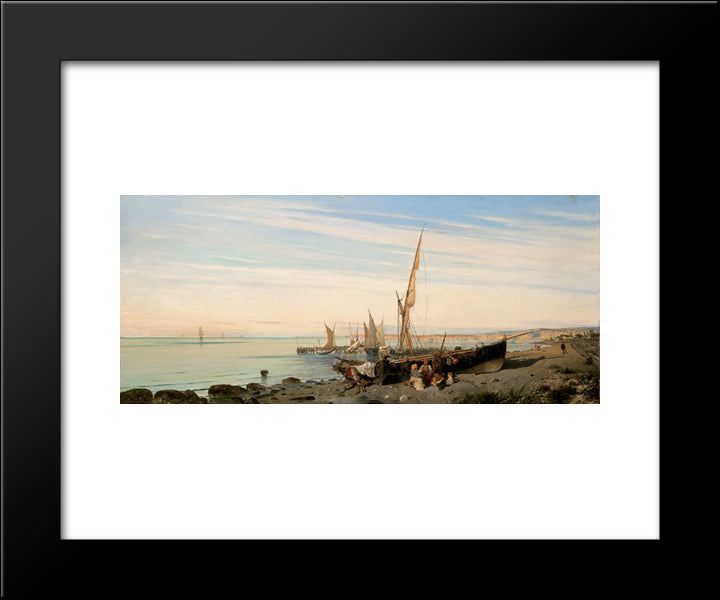 Fishing Boats 20x24 Black Modern Wood Framed Art Print Poster by Volanakis, Konstantinos