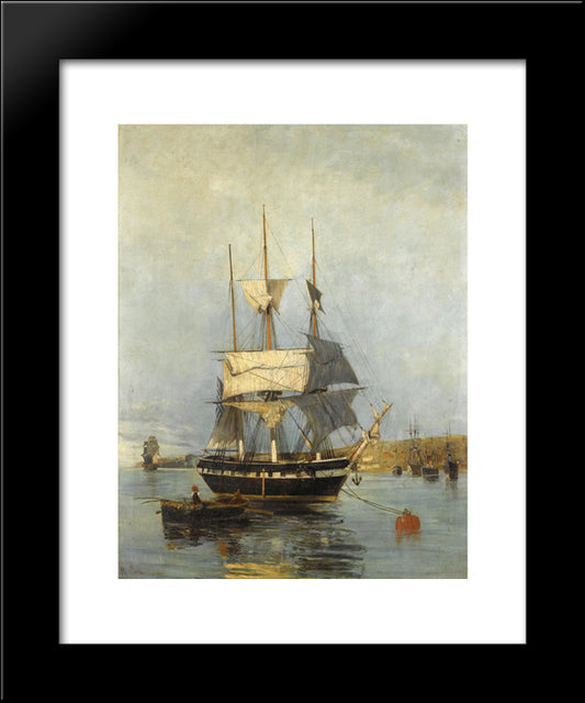Greek Ship 20x24 Black Modern Wood Framed Art Print Poster by Volanakis, Konstantinos