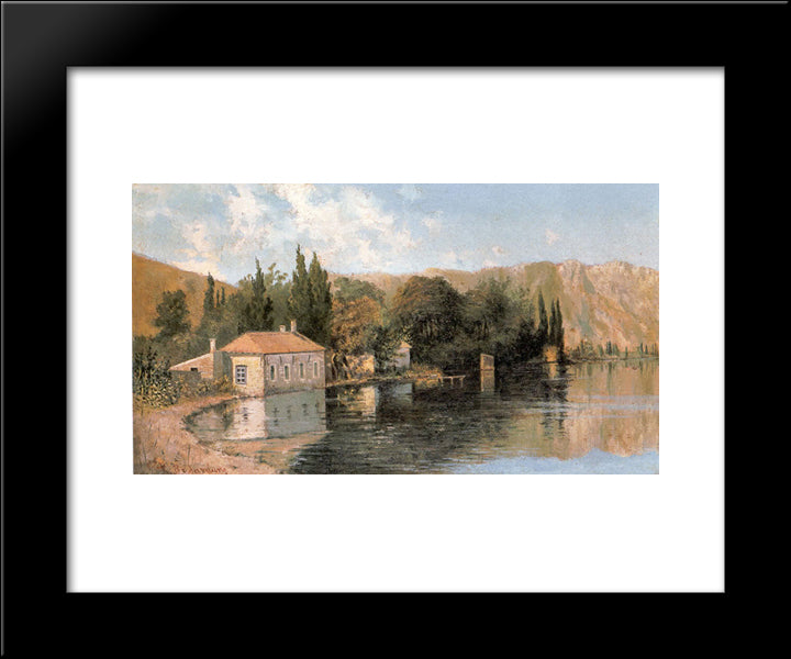 Seashore Of Poros 20x24 Black Modern Wood Framed Art Print Poster by Volanakis, Konstantinos
