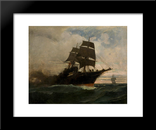 Surging Through The Seas 20x24 Black Modern Wood Framed Art Print Poster by Volanakis, Konstantinos