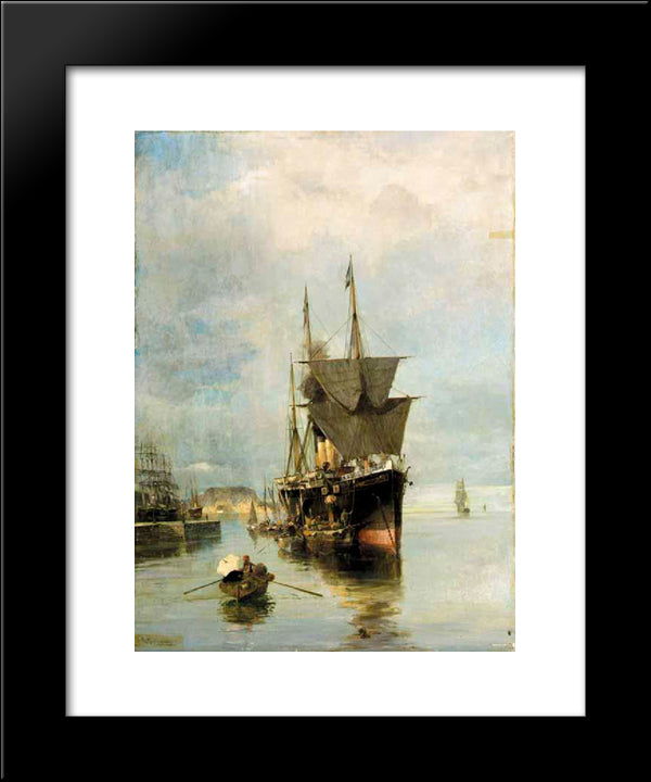 The Disembarkation 20x24 Black Modern Wood Framed Art Print Poster by Volanakis, Konstantinos